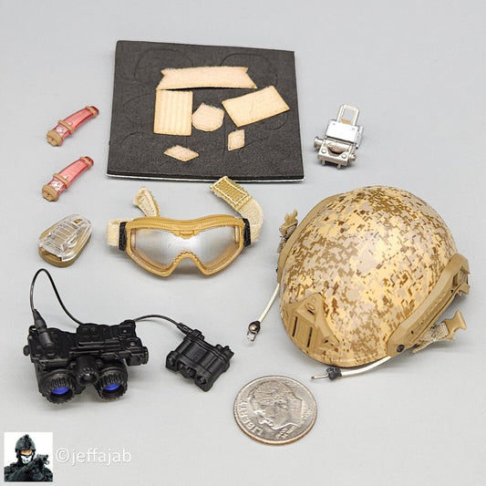 1:6 Easy & Simple Recce Element AOR1 Camo FAST Helmet w/ NVG & Goggles