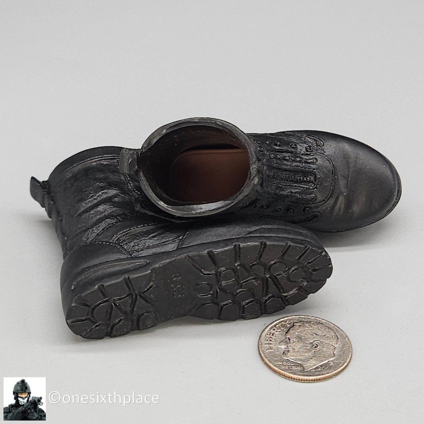 1:6 scale Dragon Black Tactical Zipper Boots (Foot Type) for 12" Figures
