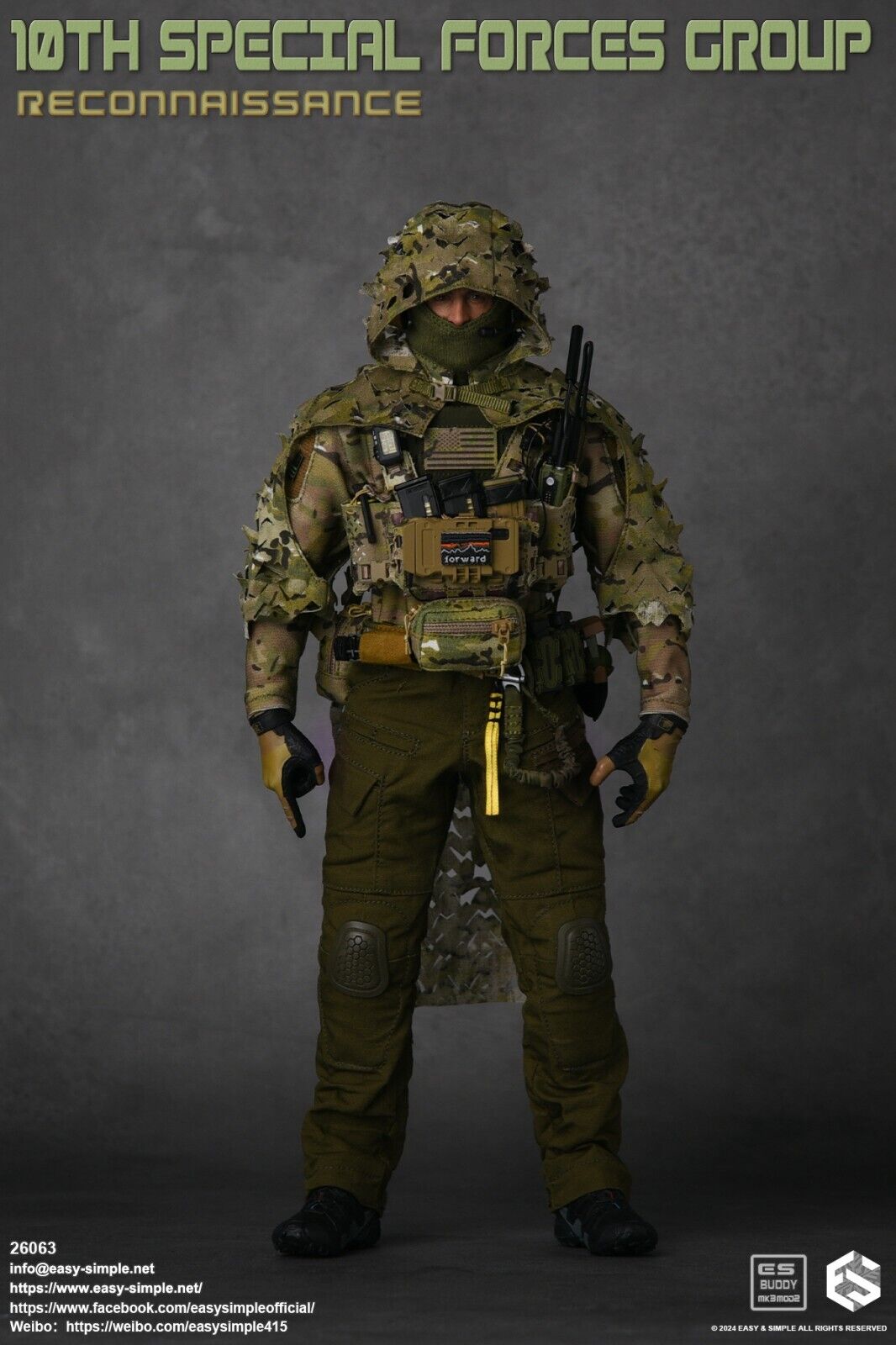 1:6 Easy & Simple 10th Special Forces Group Multicam 5x7 GP Pouch for 12" Figure