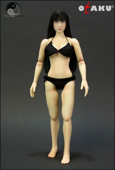1:6 Triad Toys Otaku 1.0 Pale Female Anime Black Hair Head Sculpt for 12" Figure