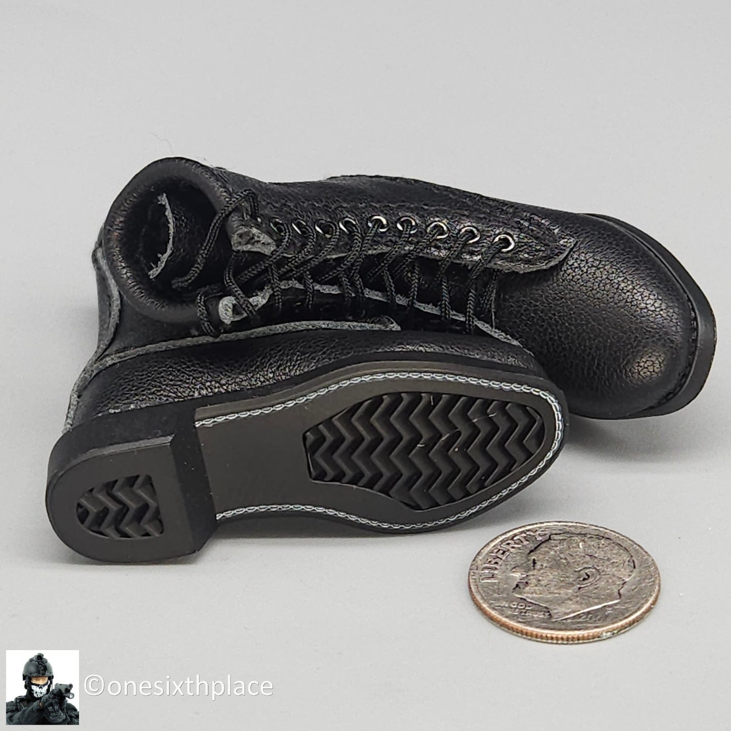 1:6 DID US Navy F-14 Pilot Tom & Nick Black Leather Boots (Foot Type) 12" Figure