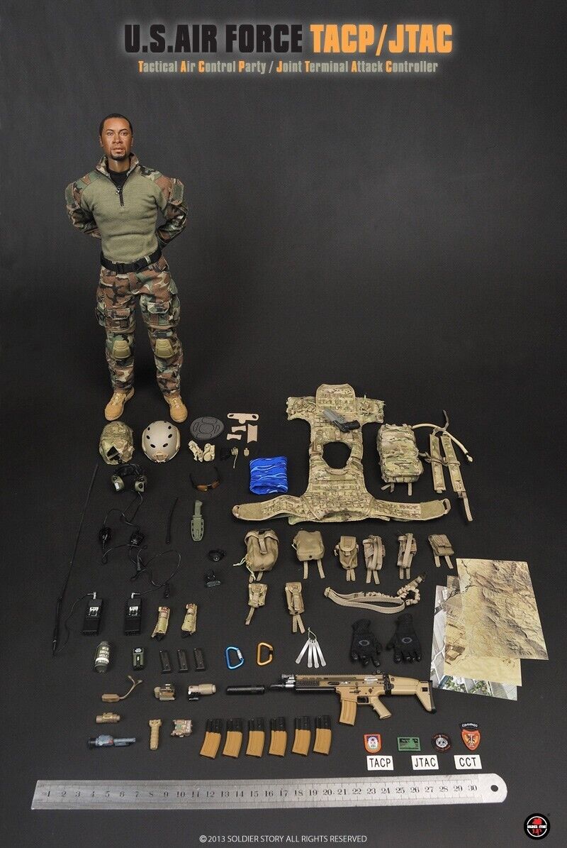 1:6 scale Soldier Story USAF TACP/JTAC Black AA Male Nude Body for 12" Figures