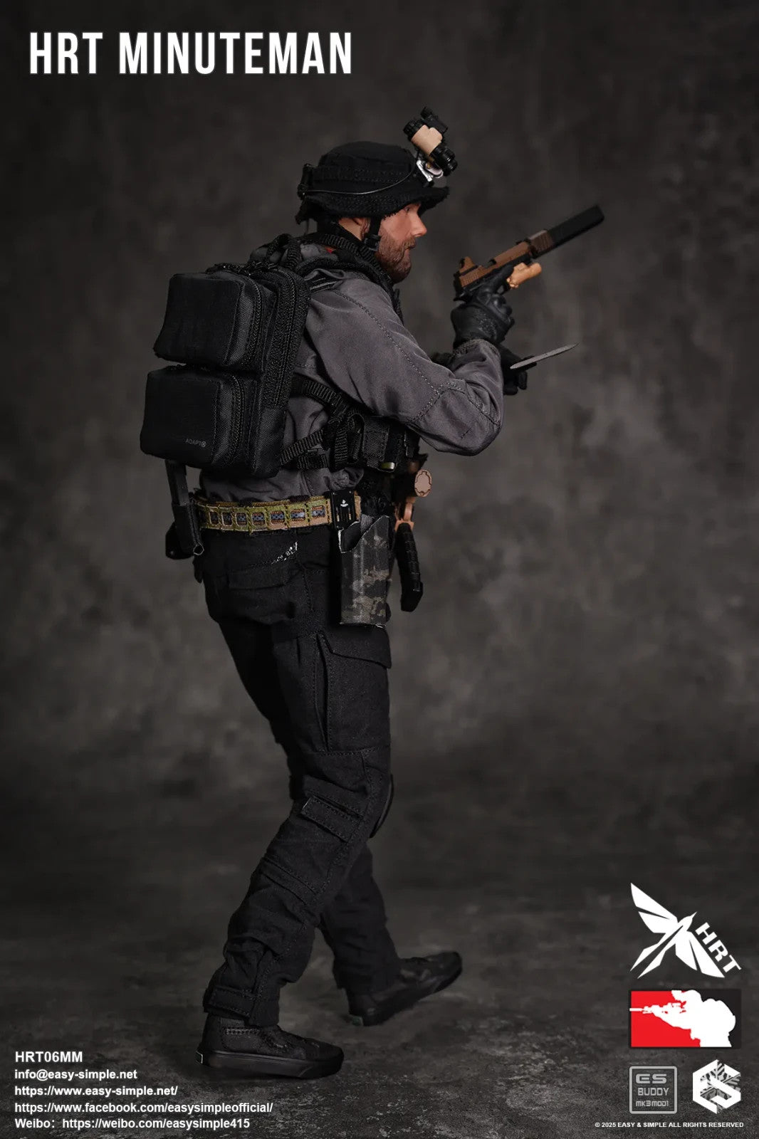 1:6 Easy & Simple HRT Minuteman ShotShow 2025 Black Backpack for 12" Figures