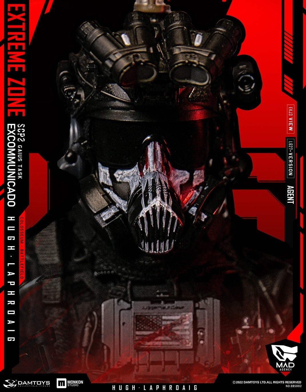 1:6 DamToys Extreme Zone Agent Hugh Laphroaig Hatch Knee Pads for 12" Figures