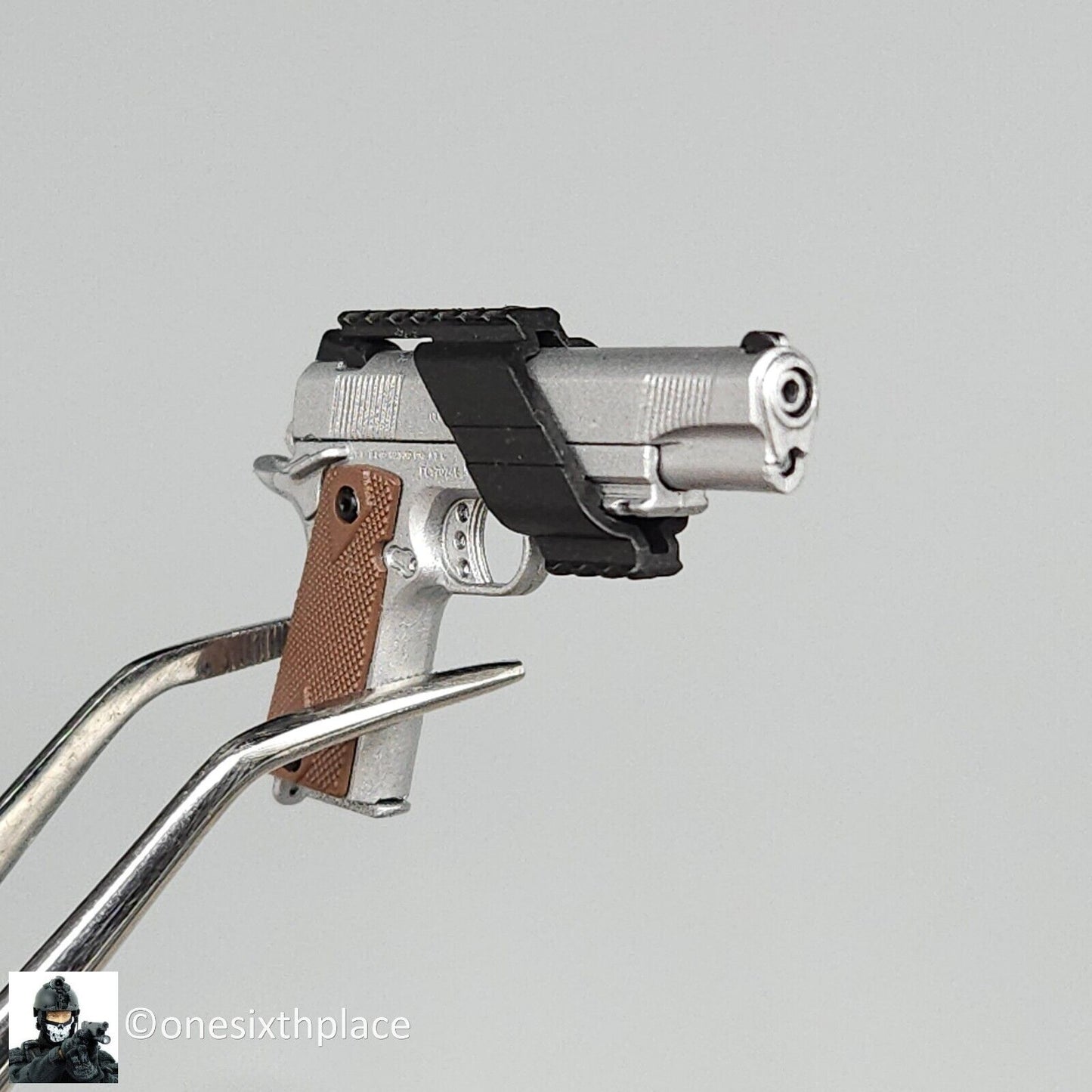 1:6 Easy & Simple PMC Weapon Set C Silver Tactical 1911 Pistol for 12" Figures