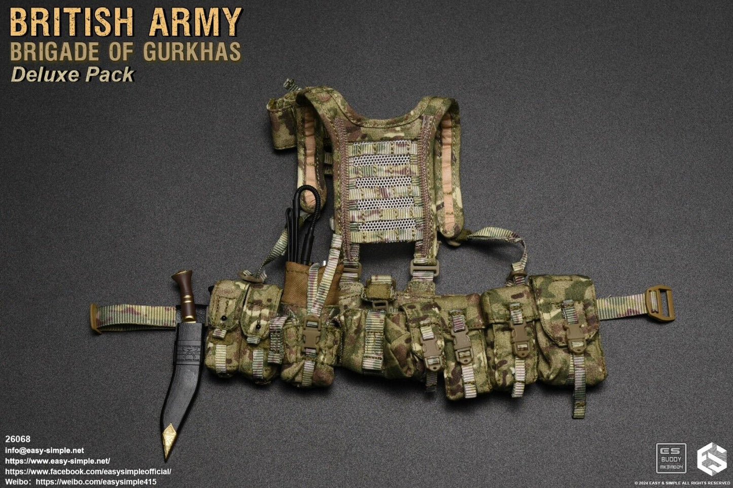 1:6 Easy & Simple British Army Brigade of Gurkhas MTP Camo Belt Yoke Pouches Set