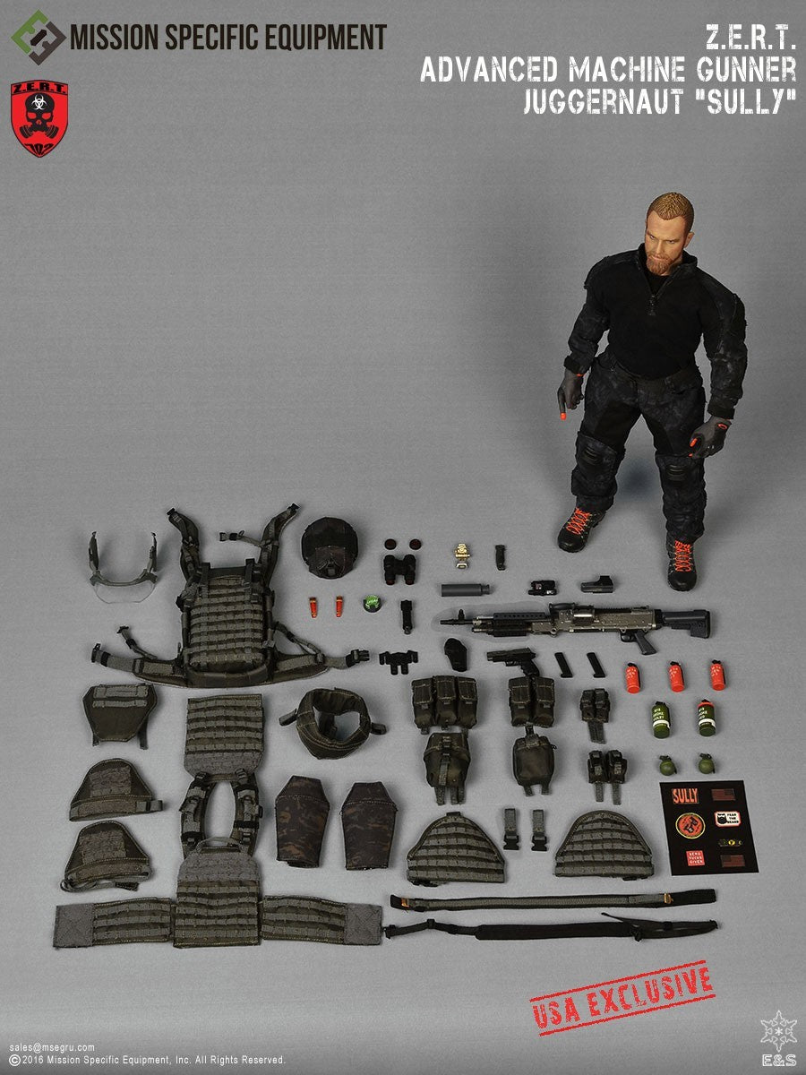 1:6 scale ZERT Juggernaut Sully M240 LMG w/Ammo Belt & MICO Ammo Carrier