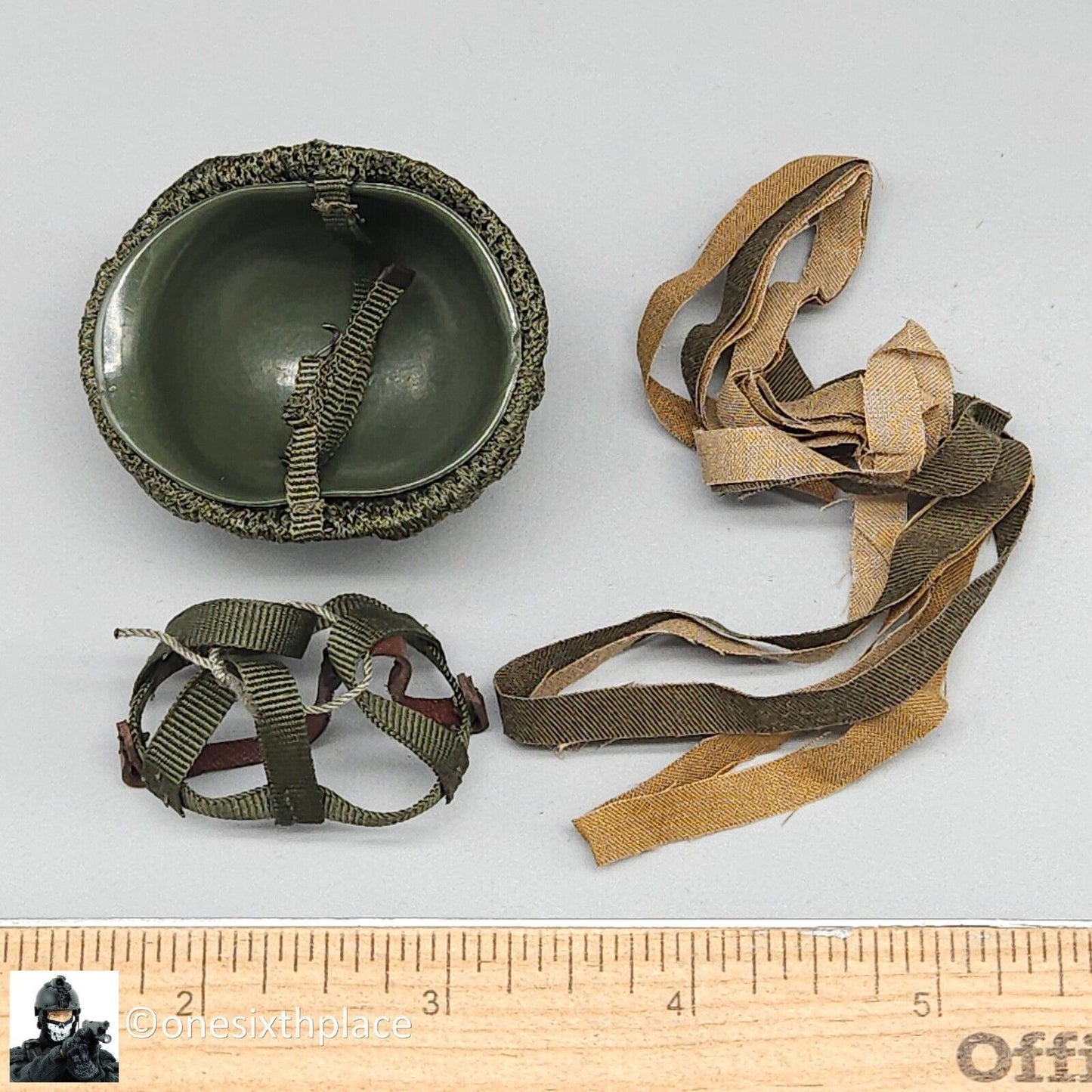 1:6 scale Ujindou WWII US Armored Infantryman Helmet w/ Camo Netting