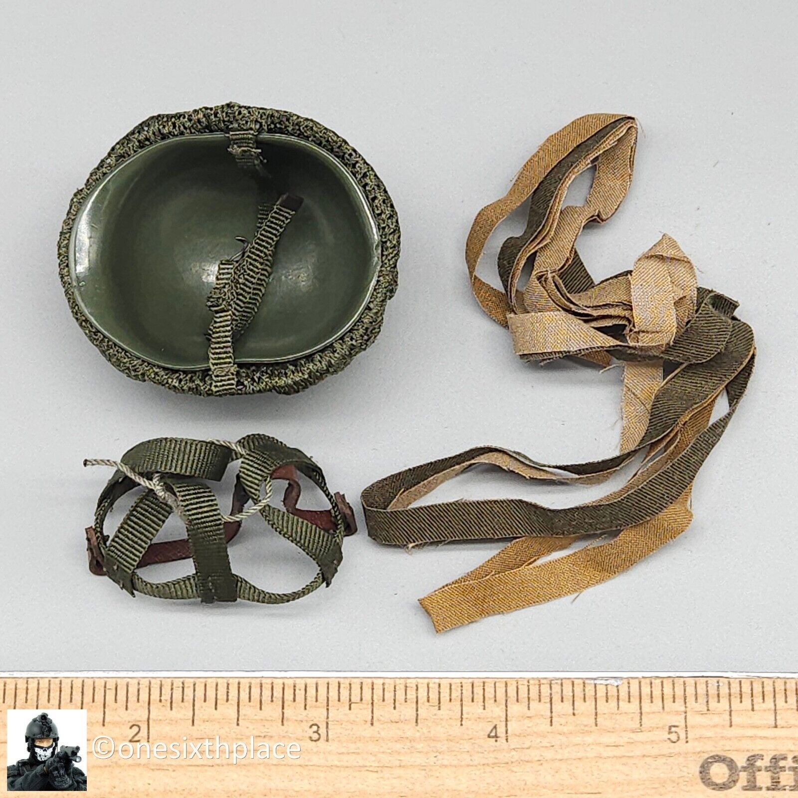 1:6 scale Ujindou WWII US Armored Infantryman Helmet w/ Camo Netting