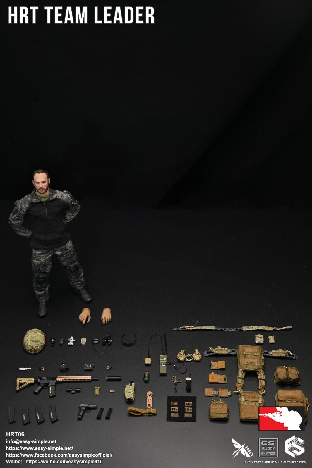 1:6 scale Easy & Simple HRT Team Leader Patches Set for 12" Figures