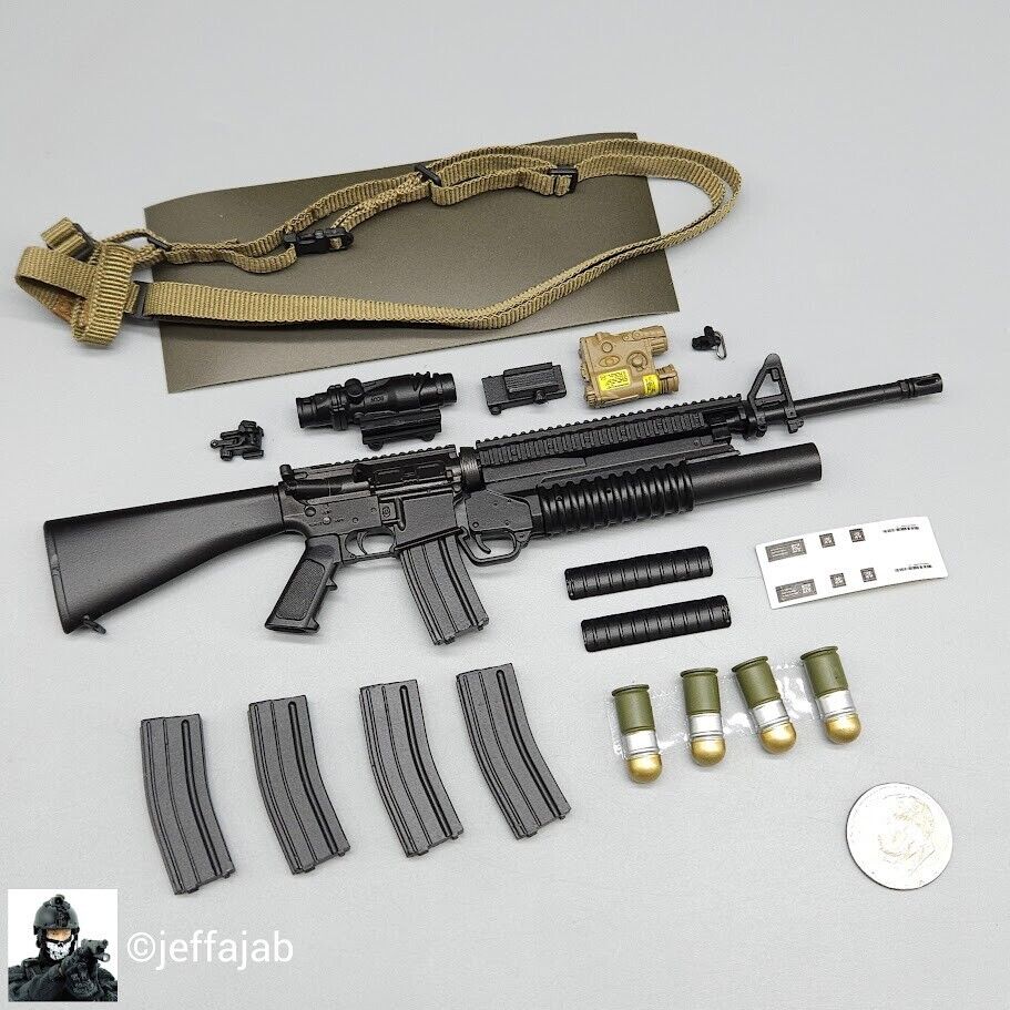 1:6 Easy & Simple USMC M16A4 Rifle w/ M203 Grenade Launcher for 12" Figures