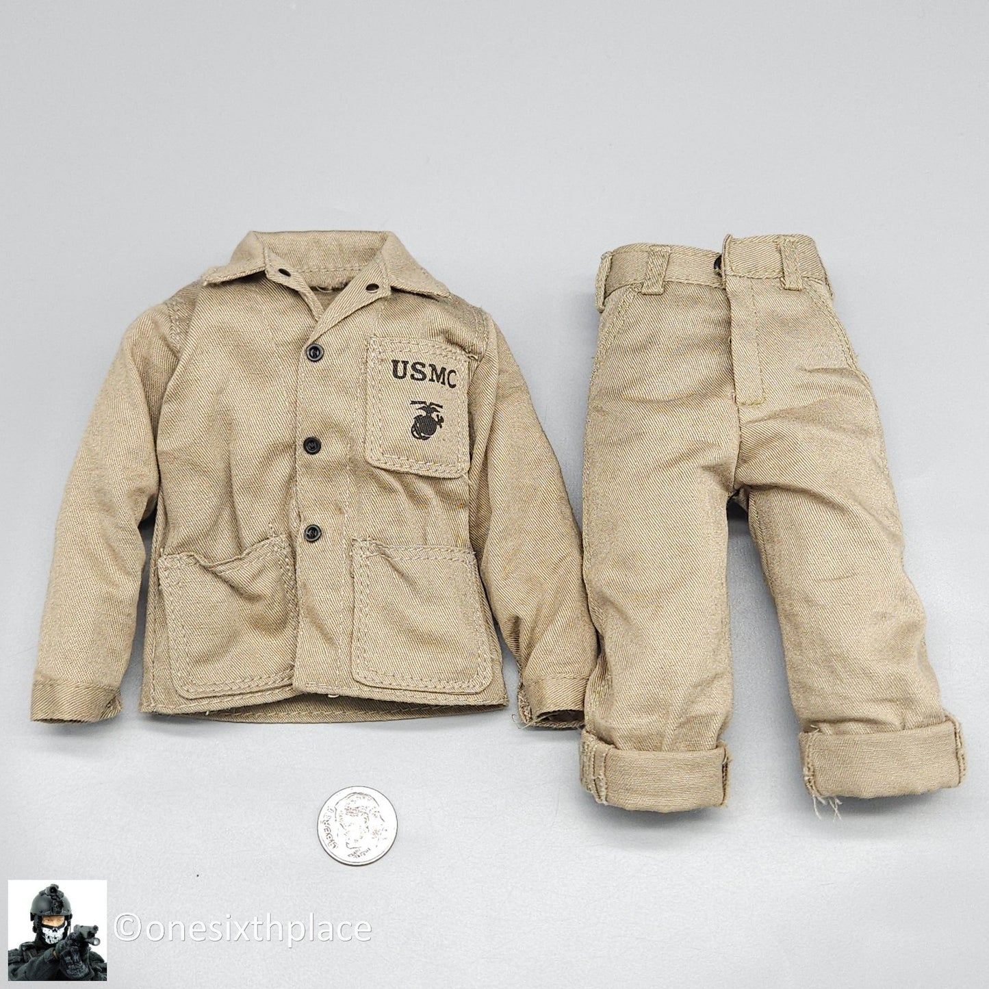 1:6 scale Dragon WWII USMC Sonny P41 HBT Uniformo Shirt & Pants for 12" Figures