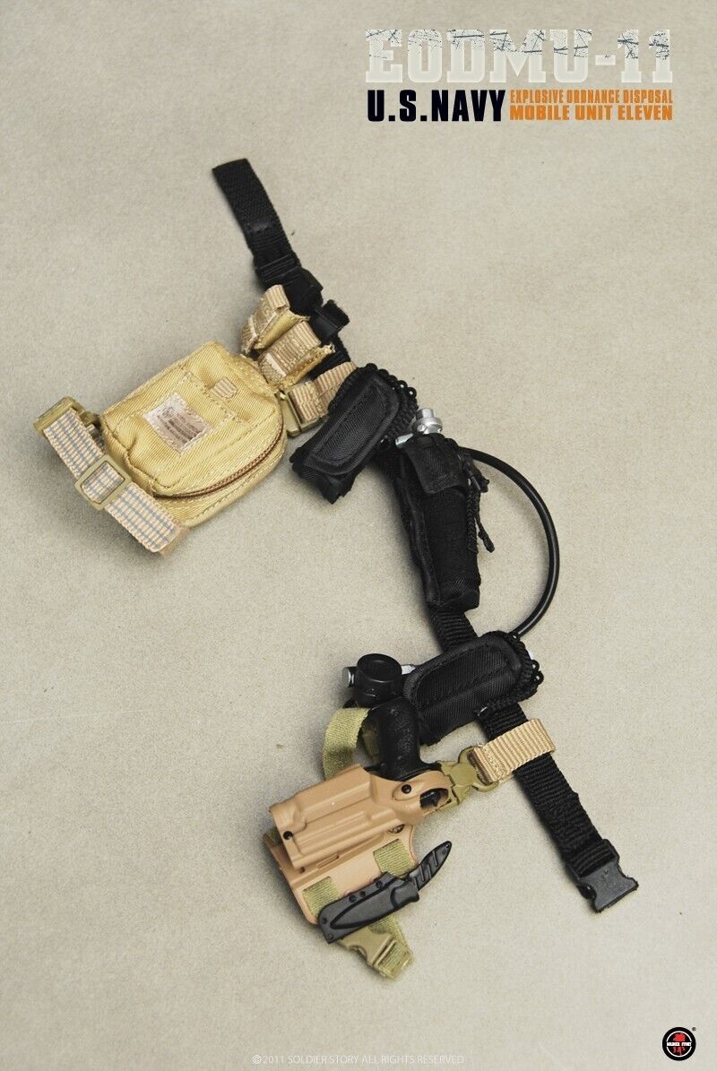 1:6 scale Soldier Story EODMU-11 Black Flotation Belt Pouches for 12" Figures