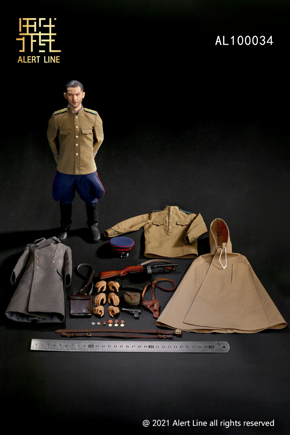 1:6 scale Alert Line WWII Soviet NKVD Officer Shirt Captain Rank for 12" Figures
