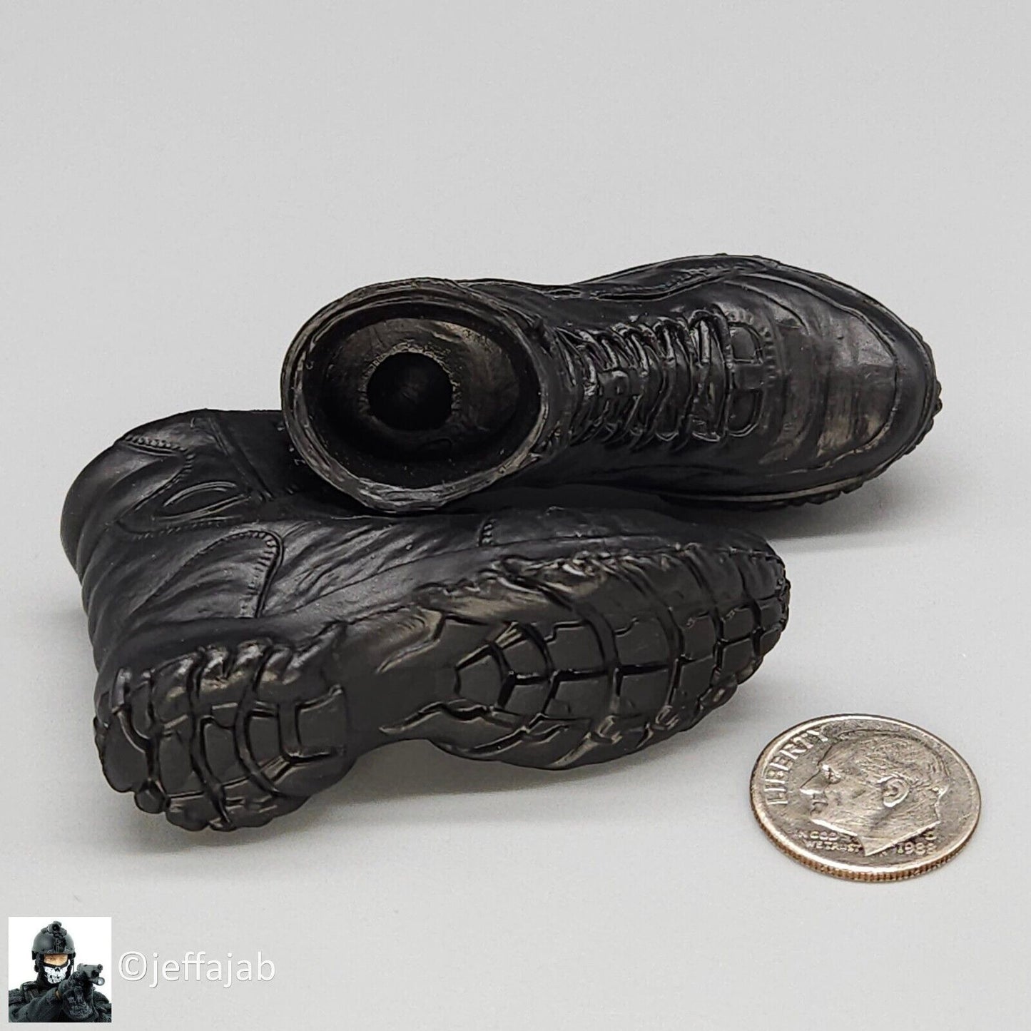 1:6 scale Mini Times CIA CQB Operator Black Boots (Peg Type) for 12" Figures
