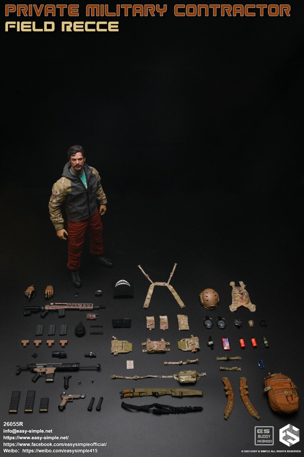 1:6 Easy & Simple PMC Field Recce Tactical Jacket for 12" Figures