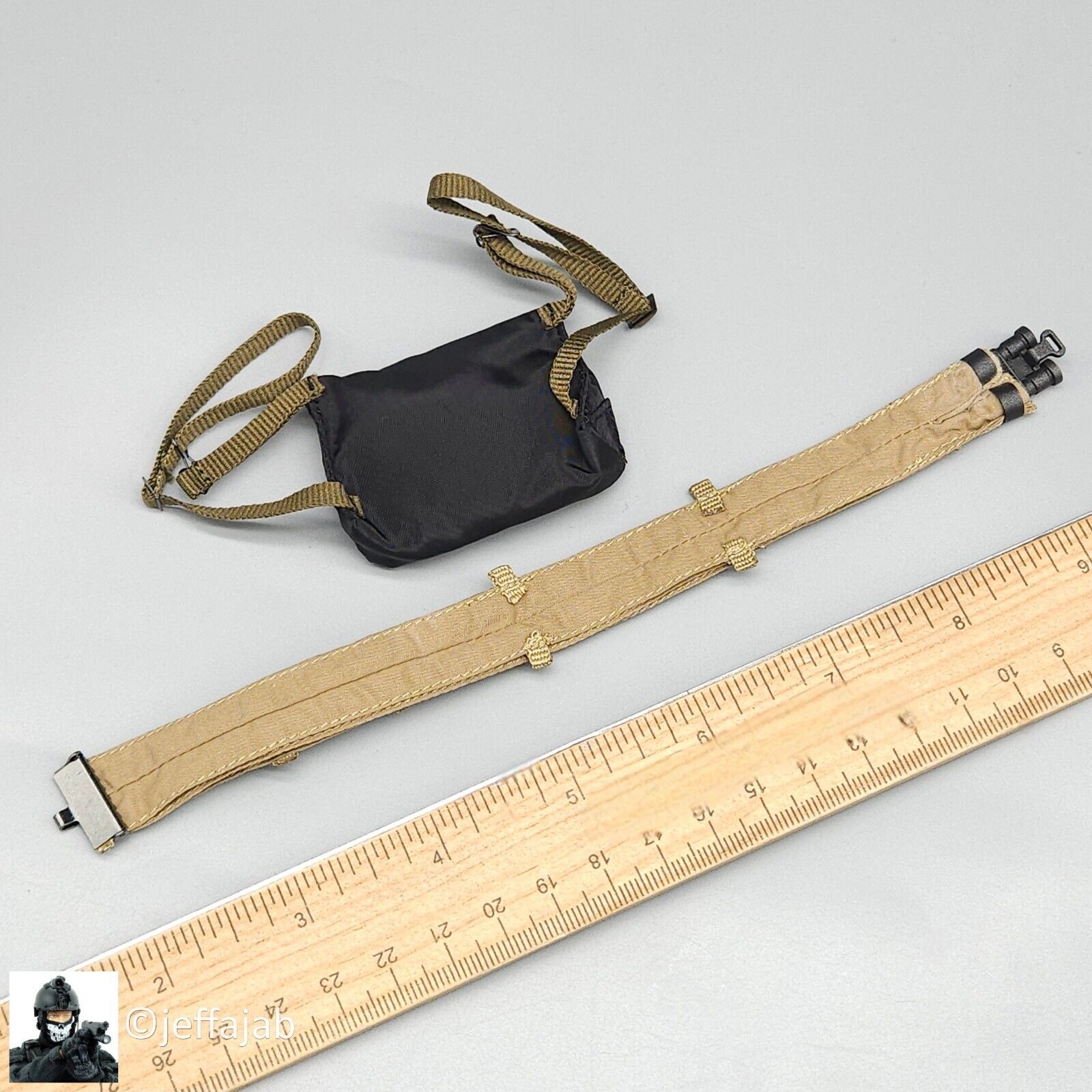 1:6 scale DiD WWII Sergeant Horvath Gas Mask Bag & Flotation Belt for 12" Figure