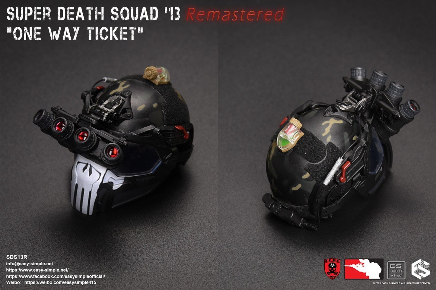 1:1 scale Easy & Simple ZERT Super Death Squad One Way Ticket Helmet w/ NVG Set