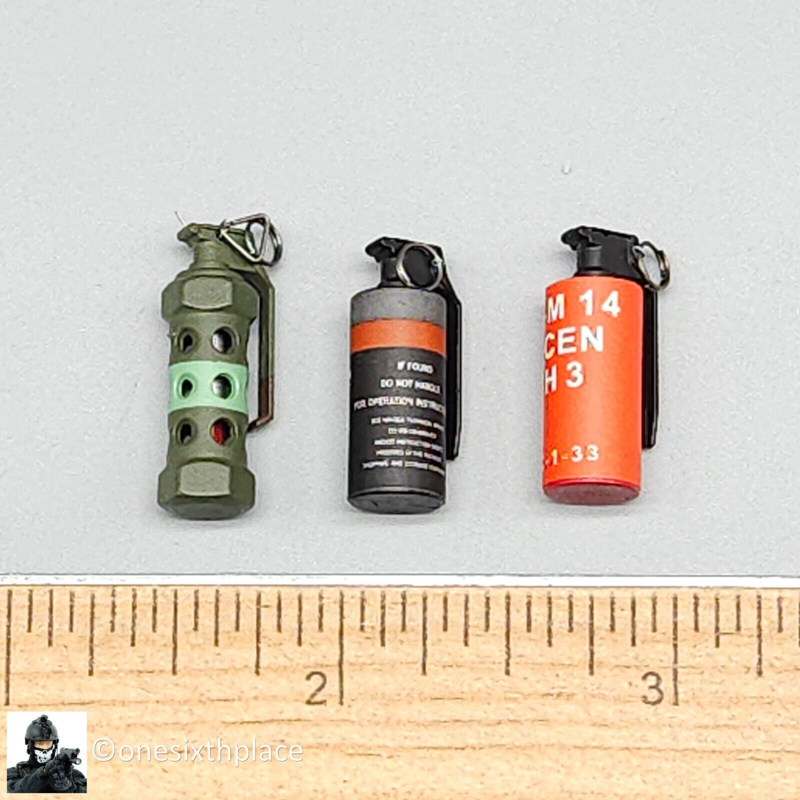 1:6 General's Armoury Bravo 0-6 Countdown Grenades (x3) for 12" Figures
