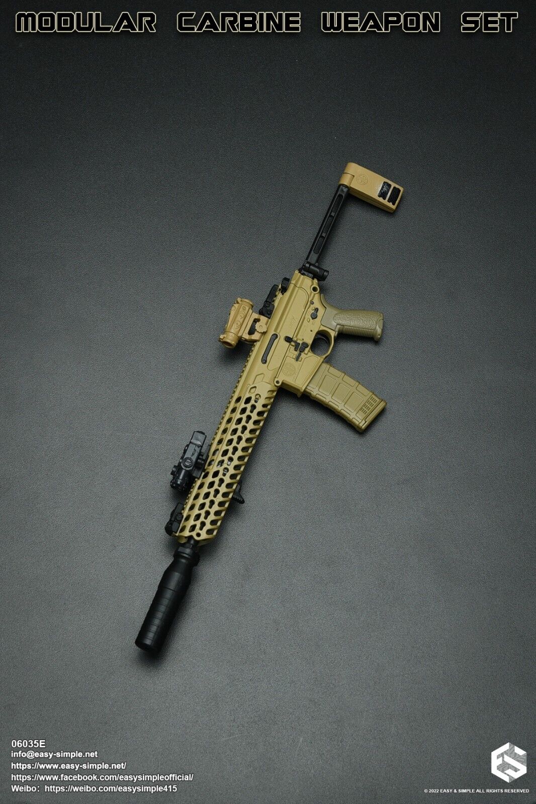 1:6 scale Easy & Simple Modular Carbine Weapon Set E - MCX STD Pistol 06035E