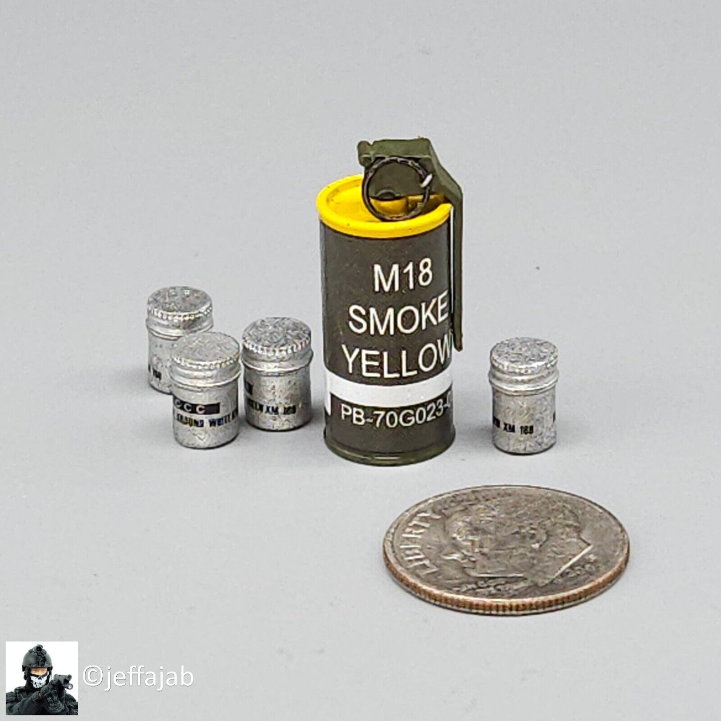 1:6 Ujindou Vietnam MACV-SOG Recon Team Metal Mini Smoke Grenades (x4)