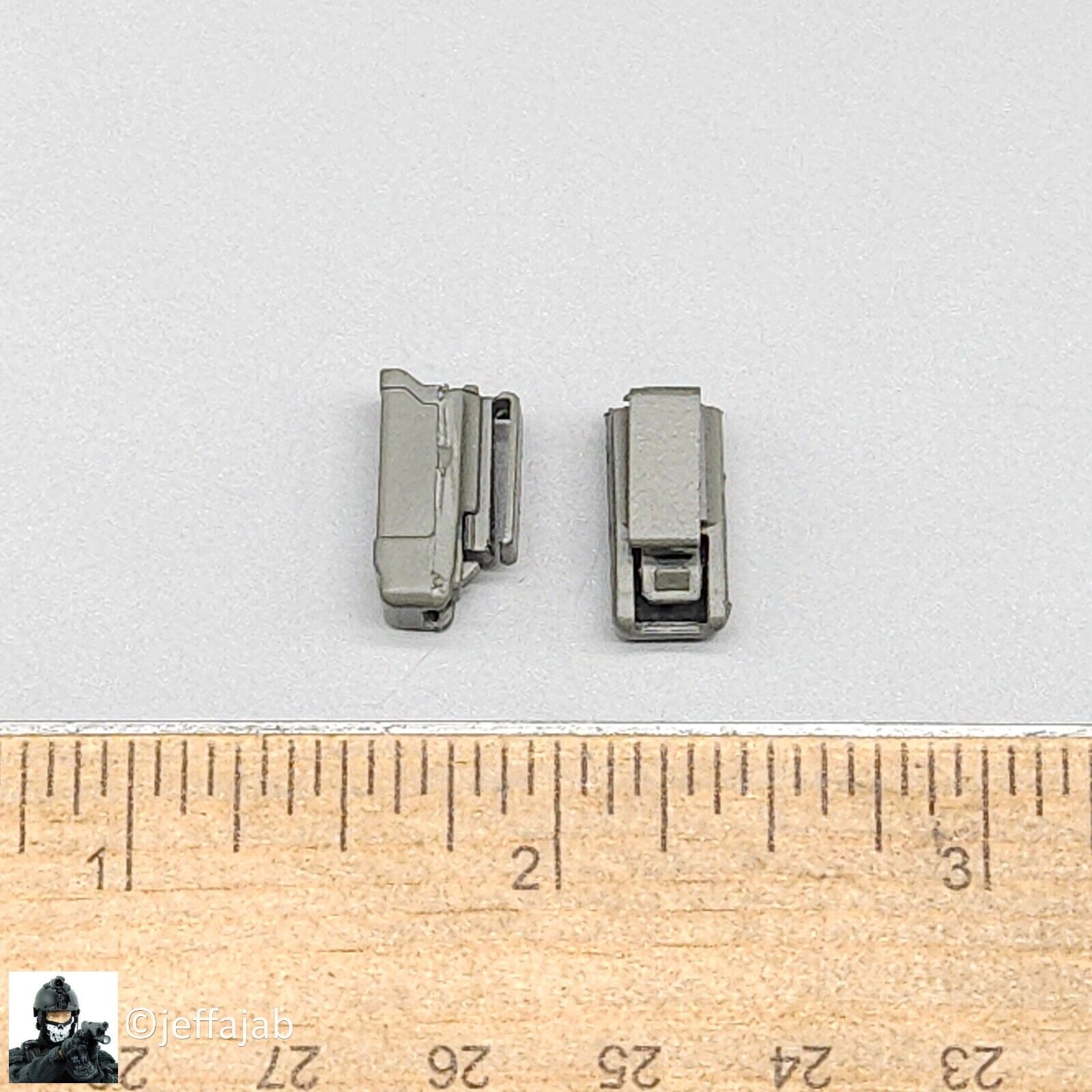 1:6 scale Russian SVR Zaslon in Damascus 9mm Pistol Ammo Mag Holder Pouch (x2)