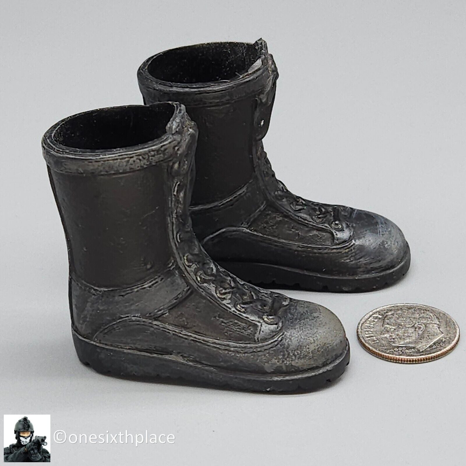 1:6 scale Ultimate Soldier Custom Black Combat Boots (Foot Type) for 12" Figures