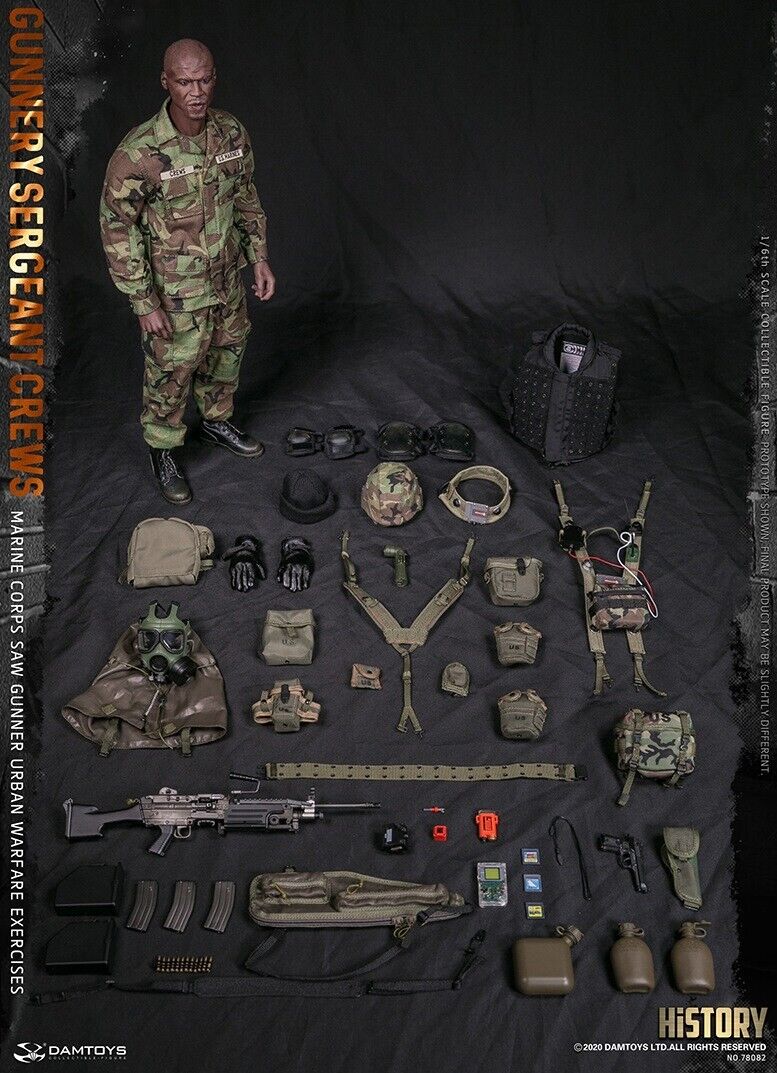1:6 scale DamToys USMC Crews Black Male Body w/ Feet for 12" Figures