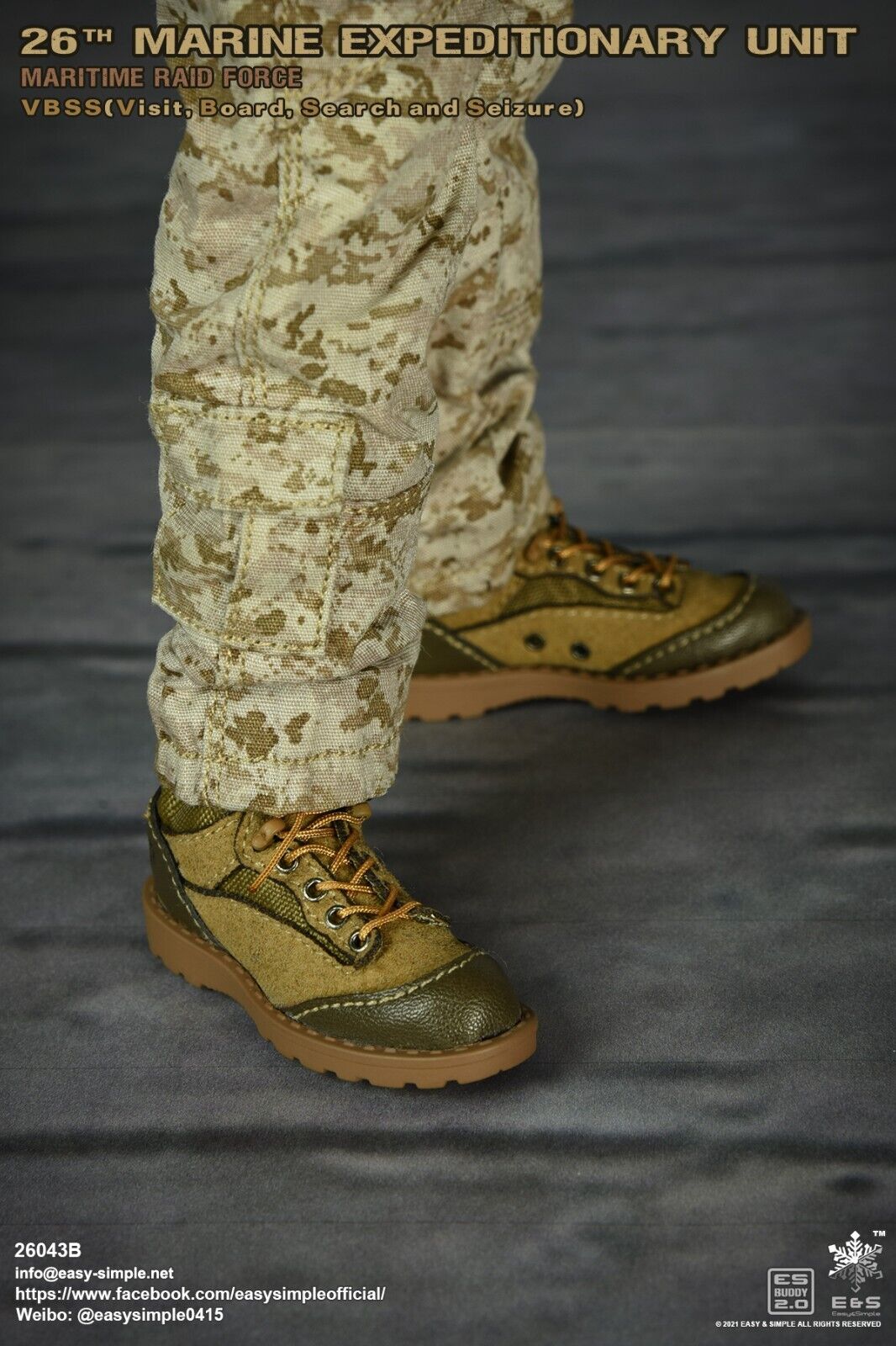 1:6 scale Easy & Simple USMC 26th MEU RAT Boots (Peg Type) for 12" Figures