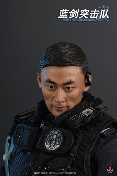 1:6 Soldier Story Blue Steele Commandos SWAT Asian Male Head for 12" Figures