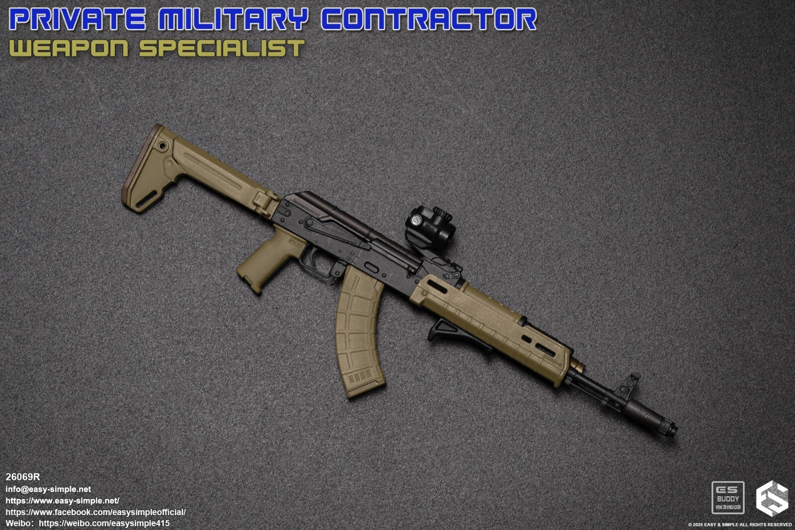 1:6 scale Easy & Simple PMC Weapon Specialist AK47 Rifle Set for 12" Figures