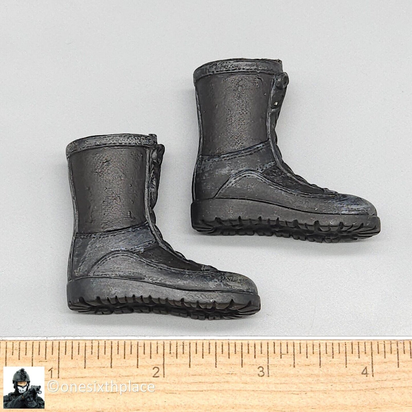 1:6 scale Ultimate Soldier Custom Black Combat Boots (Foot Type) for 12" Figures
