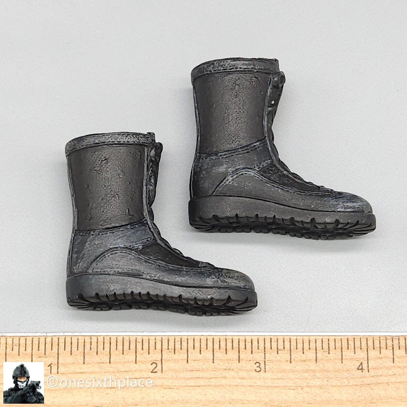 1:6 scale Ultimate Soldier Custom Black Combat Boots (Foot Type) for 12" Figures