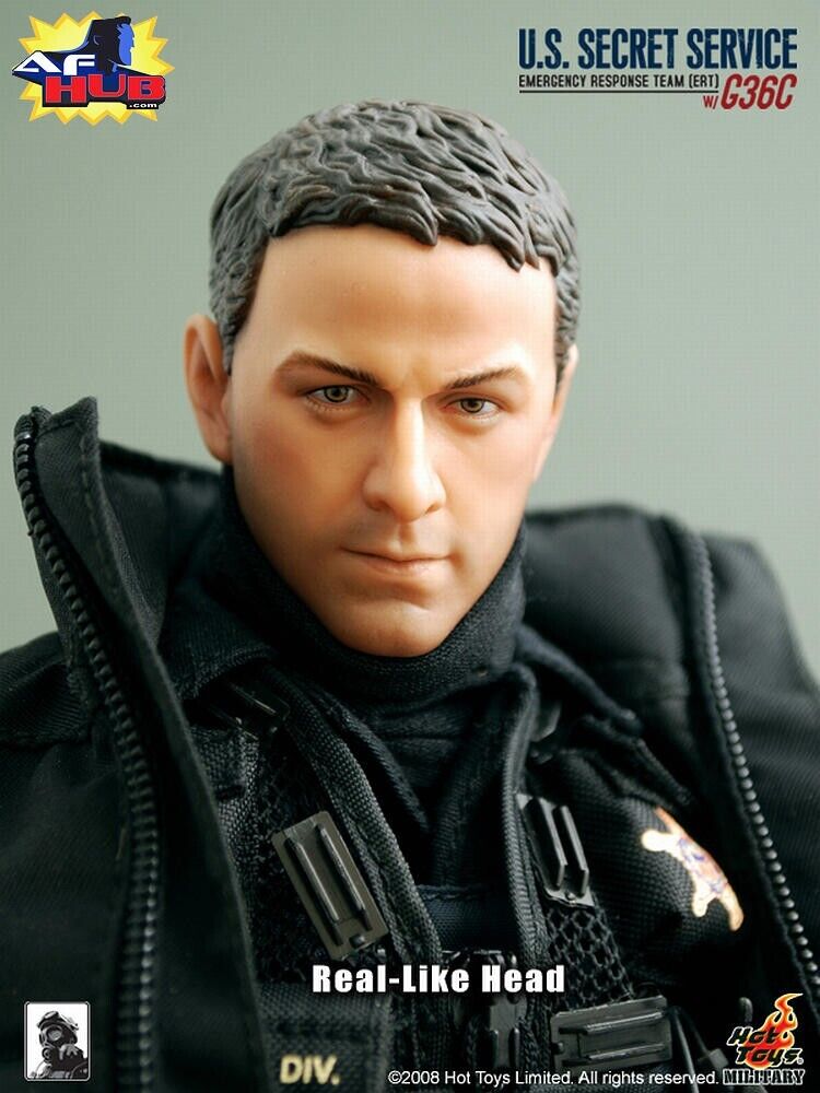 1:6 Hot Toys US Secret Service ERT Male Head Sculpt for 12" Figures