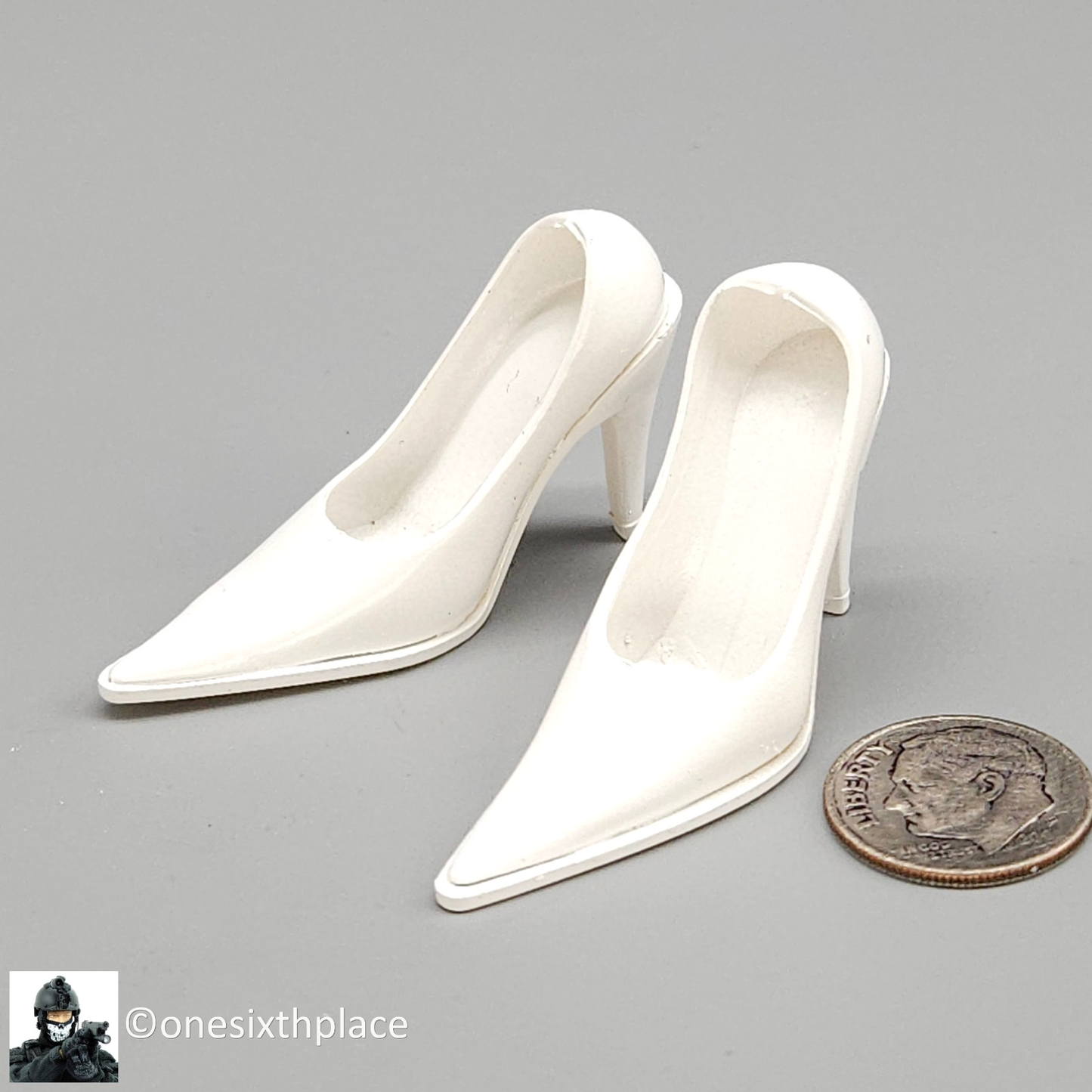 1:6 Triad Toys Female White High Heels Shoes Style C (Tall Heel) 12" Figures