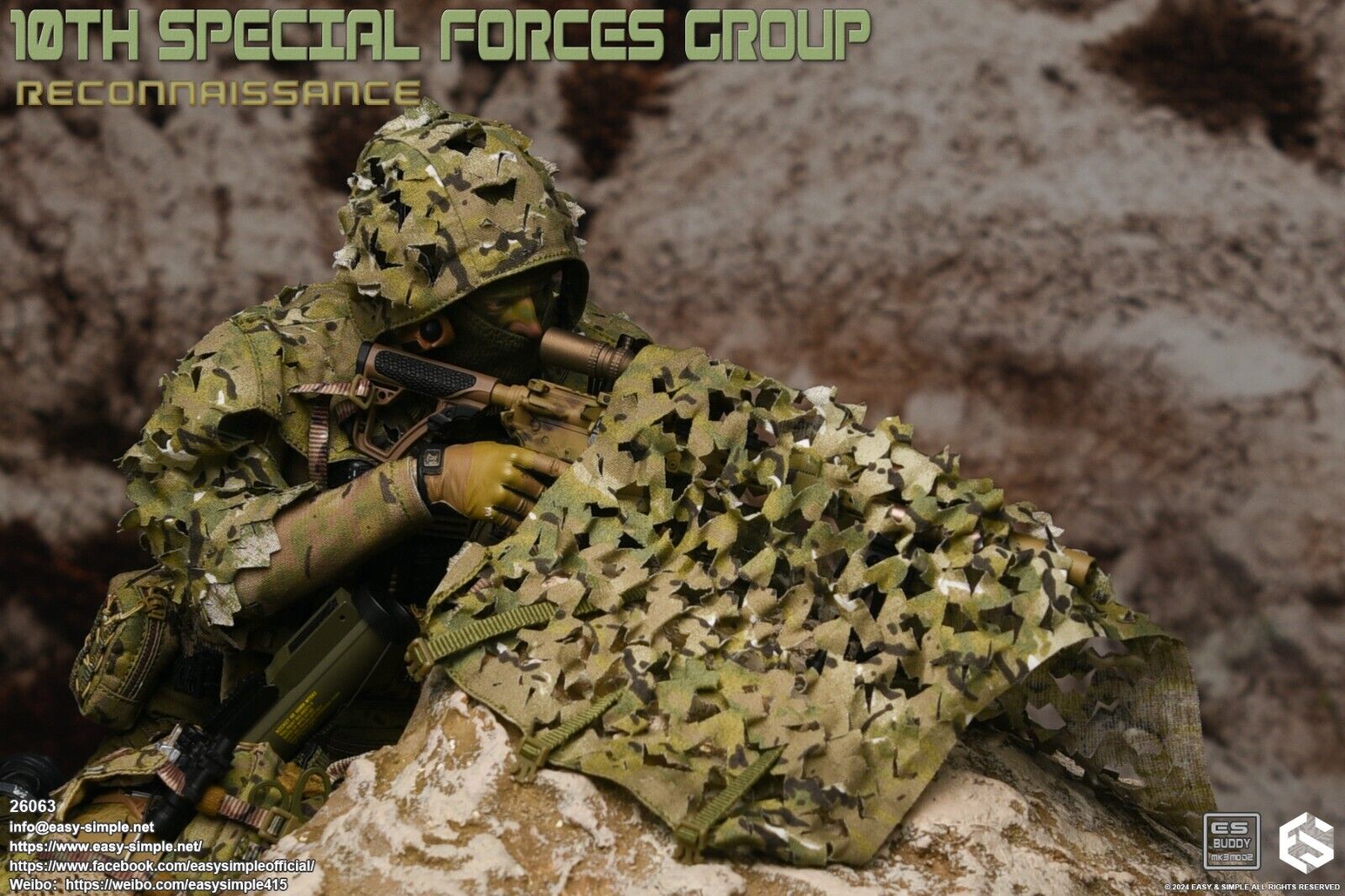 1:6 Easy & Simple 10th Special Forces Group Ghillie Cover w/ Hood