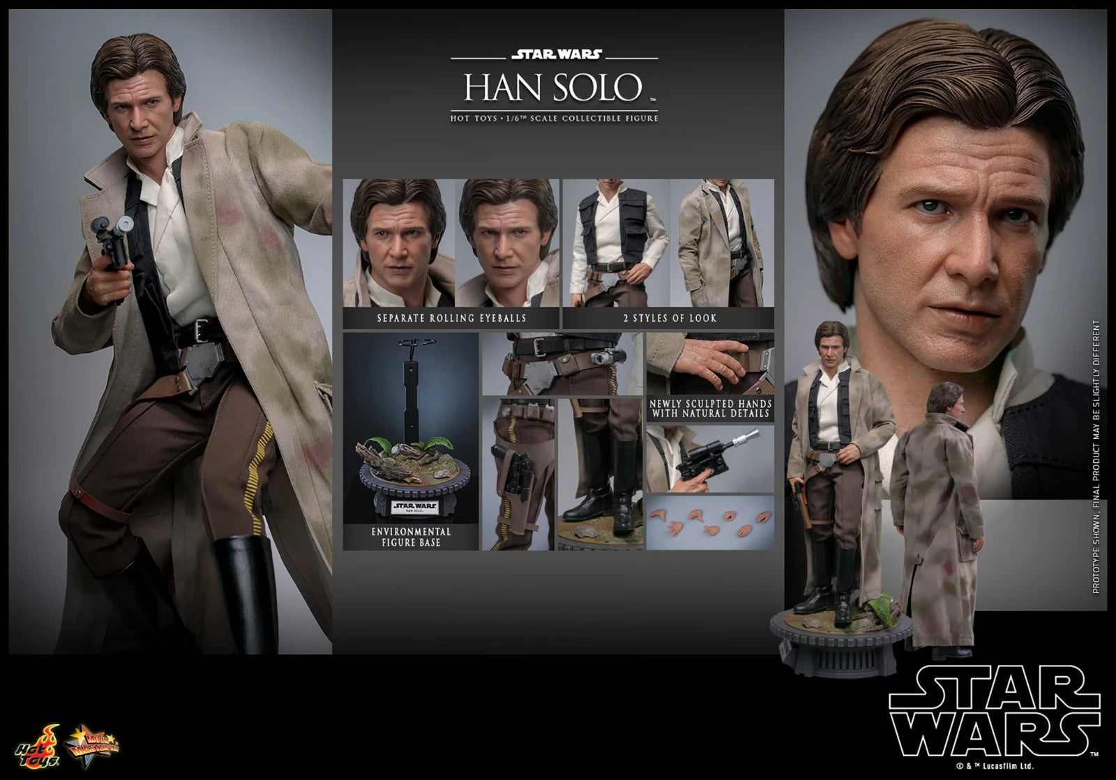 1:6 scale Hot Toys Star Wars Han Solo 12" Action Figure MM740