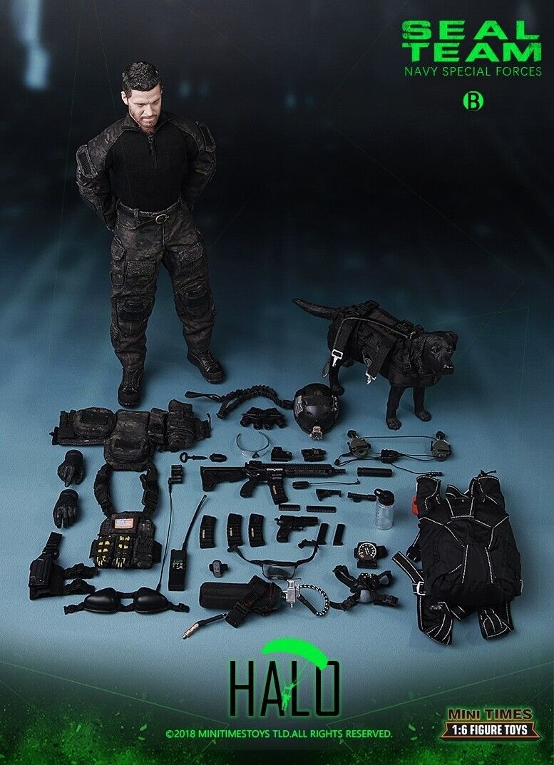 1:6 Mini Times Navy SEAL Special Force HALO MCB Black Multicam Plate Carrier Set