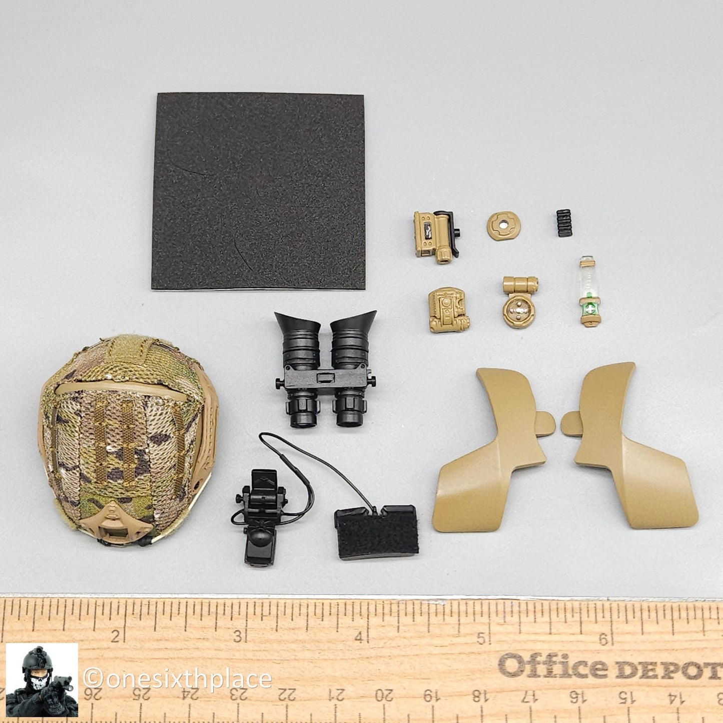 1:6 scale Easy & Simple Russian ALPHA Team Leader Multicam Helmet w/ Chops & NVG