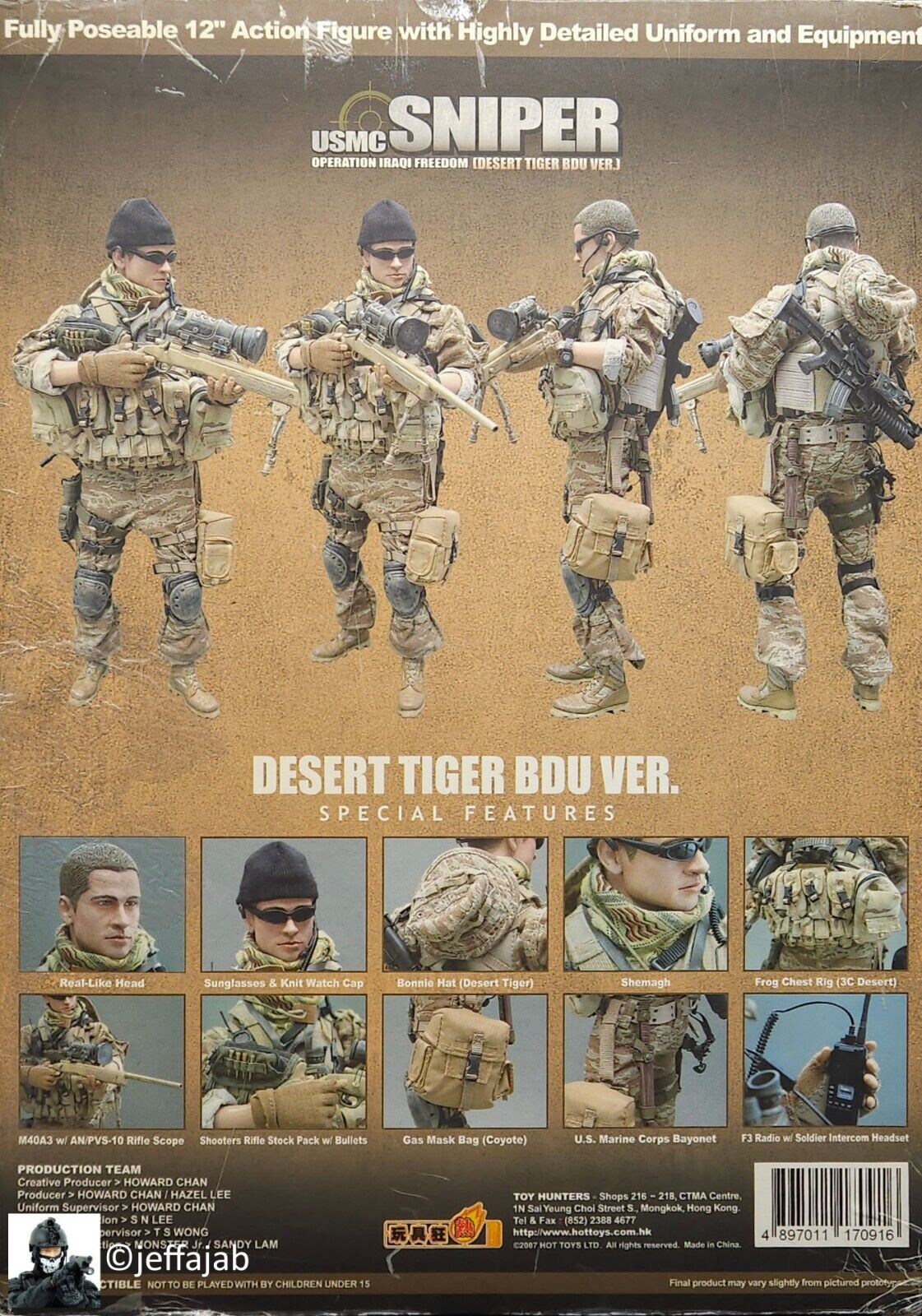 1:6 Hot Toys USMC Iraqi Freedom Sniper Tigerstripe Uniform for 12" Figures