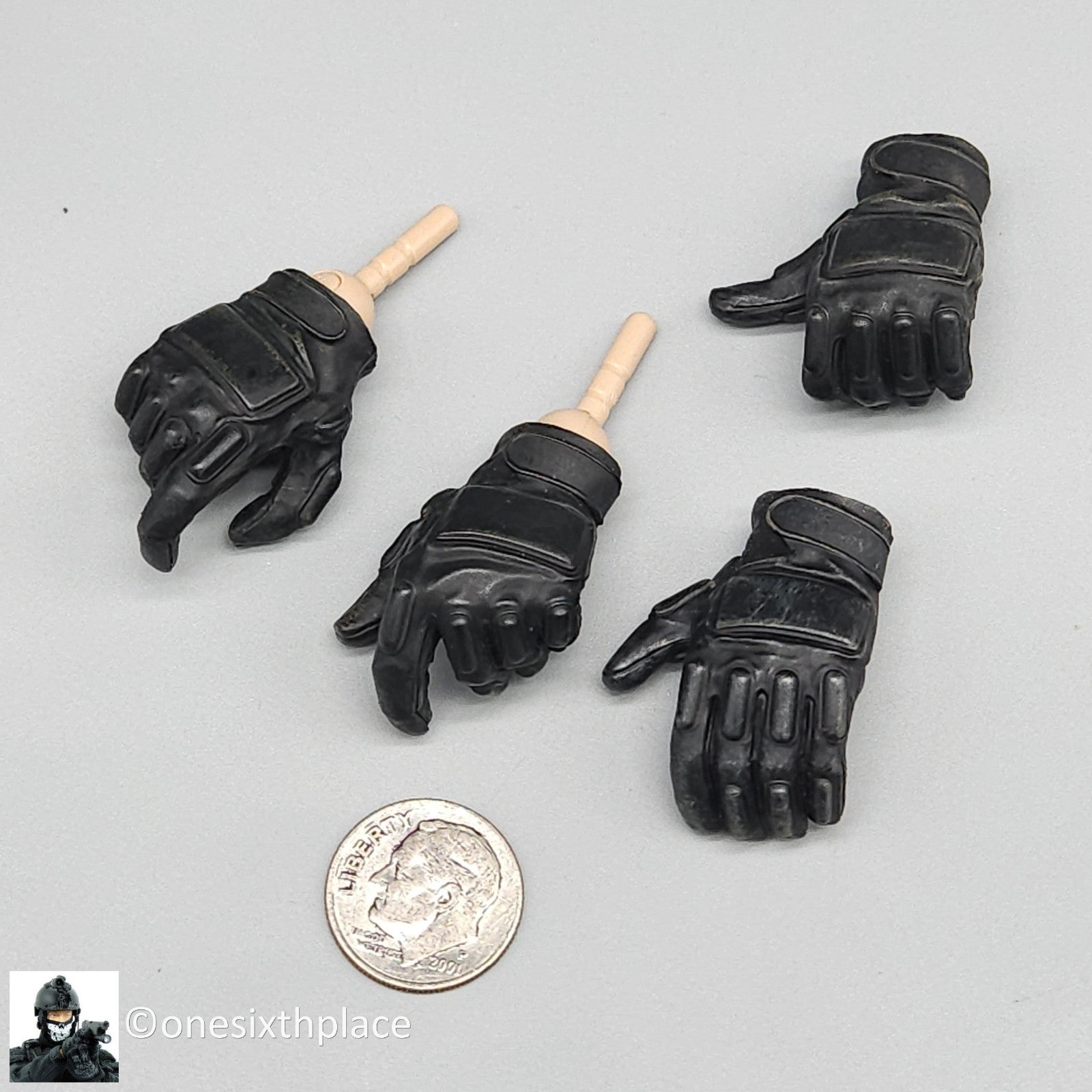 1:6 scale DamToys Russian Military Police Black Gloved Hands Set for 12" Figures
