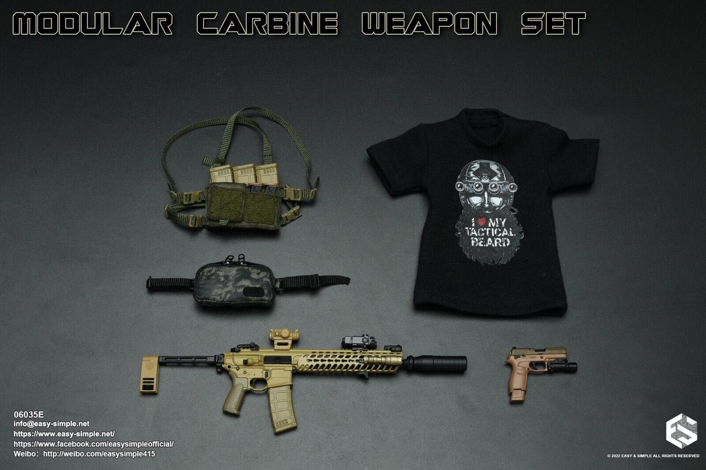 1:6 scale Easy & Simple Modular Carbine Weapon Set E - MCX STD Pistol 06035E