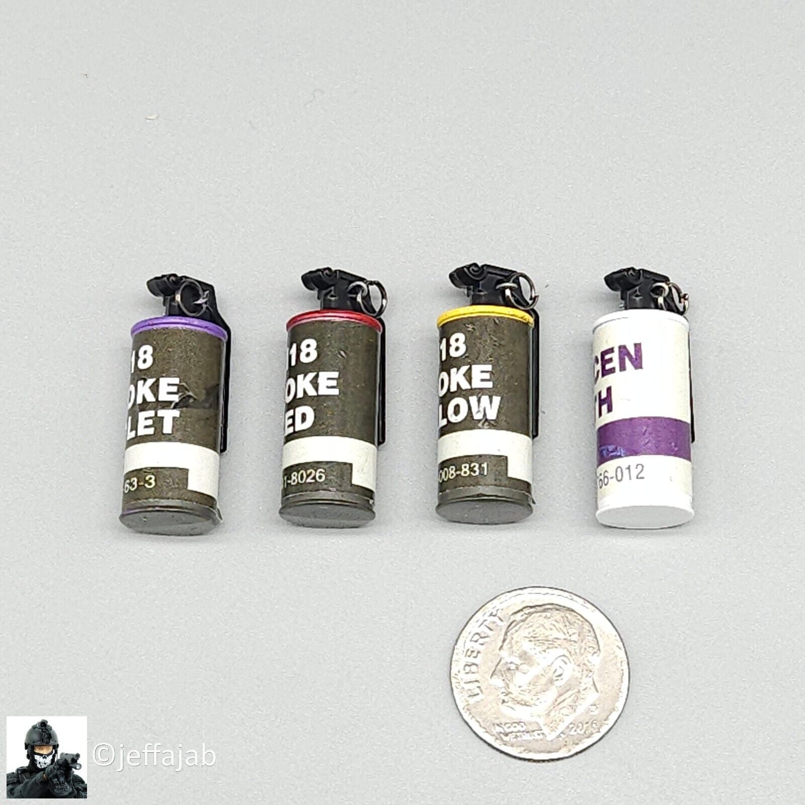 1:6 QO Toys Vietnam 101st Airborne Hamburger Hill Metal Smoke Grenades (x4)