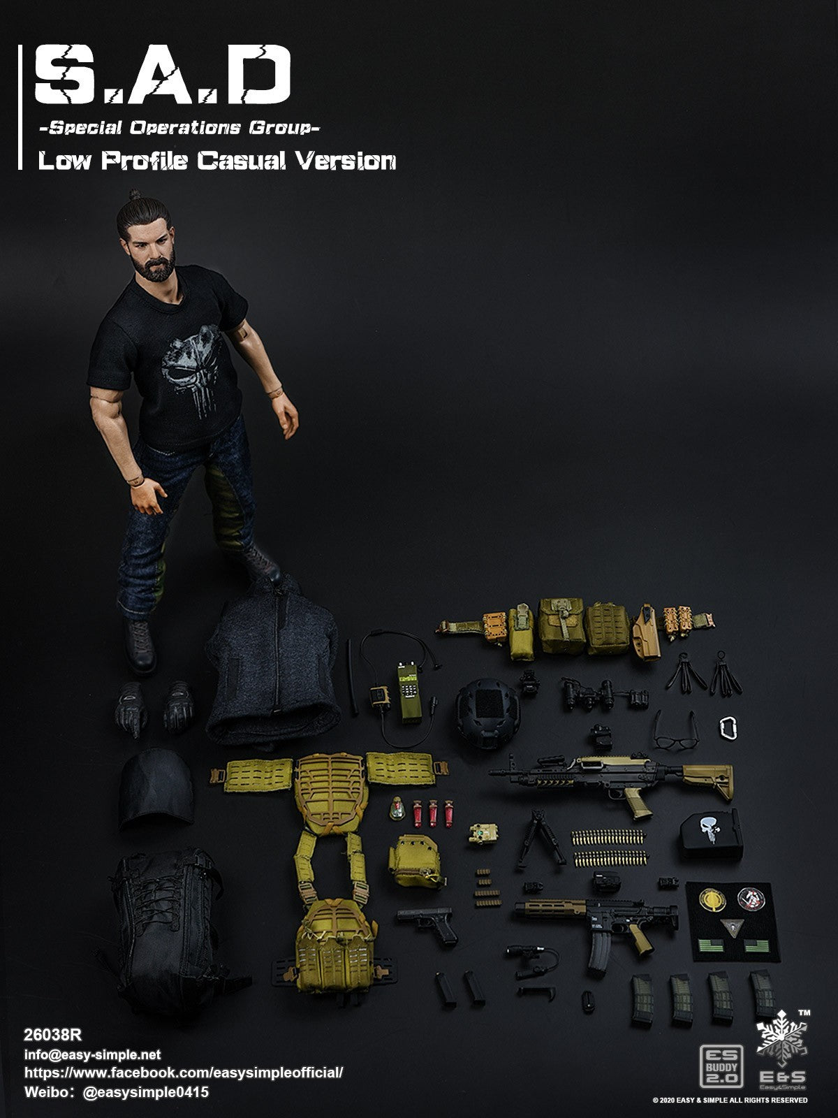 1:6 scale Easy & Simple SAD Low Profile Punisher 200rd SAW Ammo Box 12" Figures