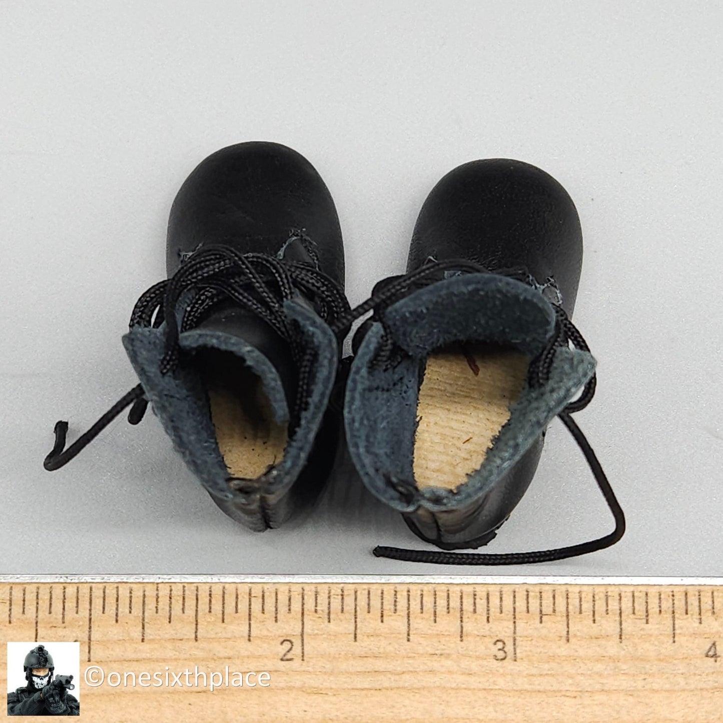 1:6 scale Combat Hero British Black Leather-Like Boots for 12" Figures