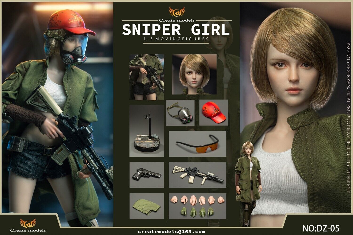 1:6 scale Create Models Sniper Girl Songbird Female Tinted Sunglass