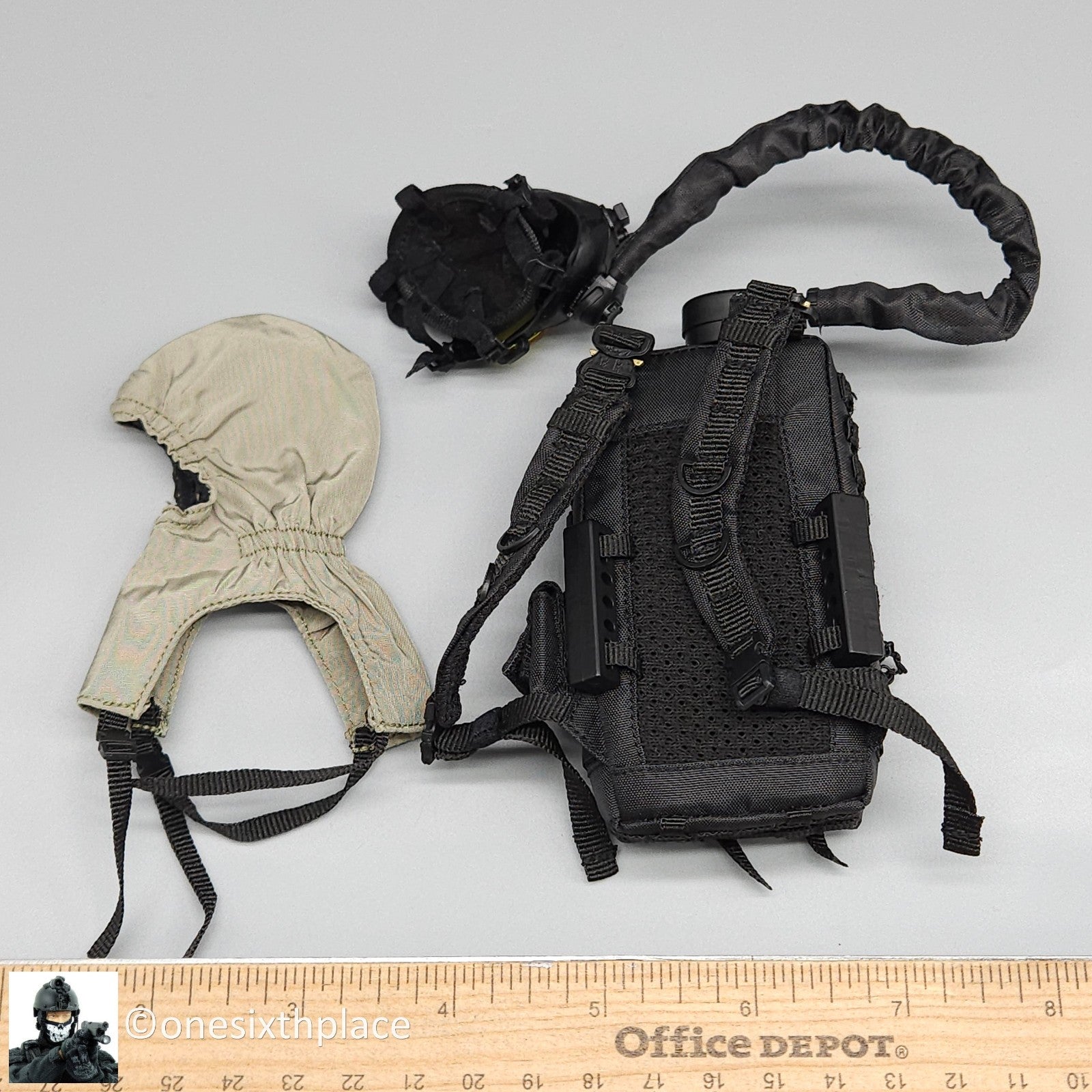 1:6 Easy & Simple CBRN Respirator Backpack, Gas Mask & NBC Hood for 12" Figures
