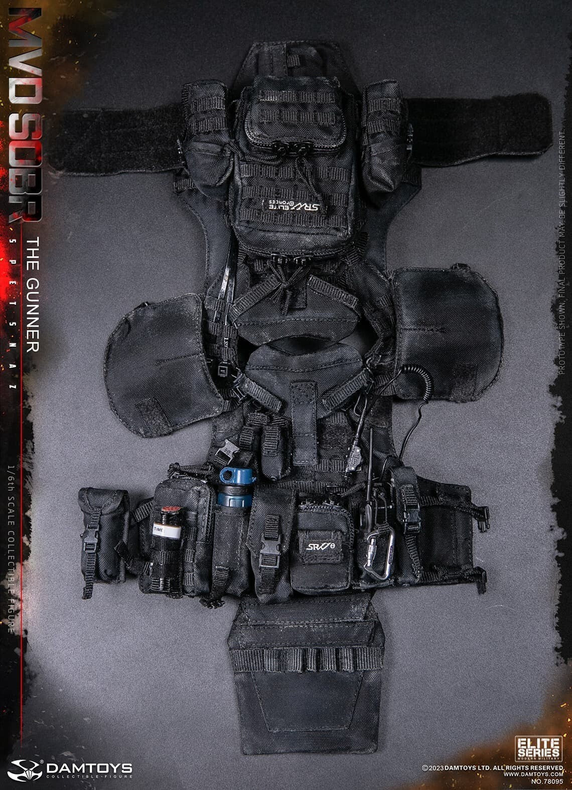 1:6 scale DamToys Russian Spetsnaz MVD SOBR Gunner Black Plate Carrier Vest