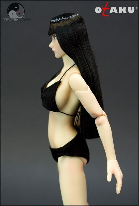 1:6 Triad Toys Otaku 1.0 Pale Female Anime Black Hair Head Sculpt for 12" Figure