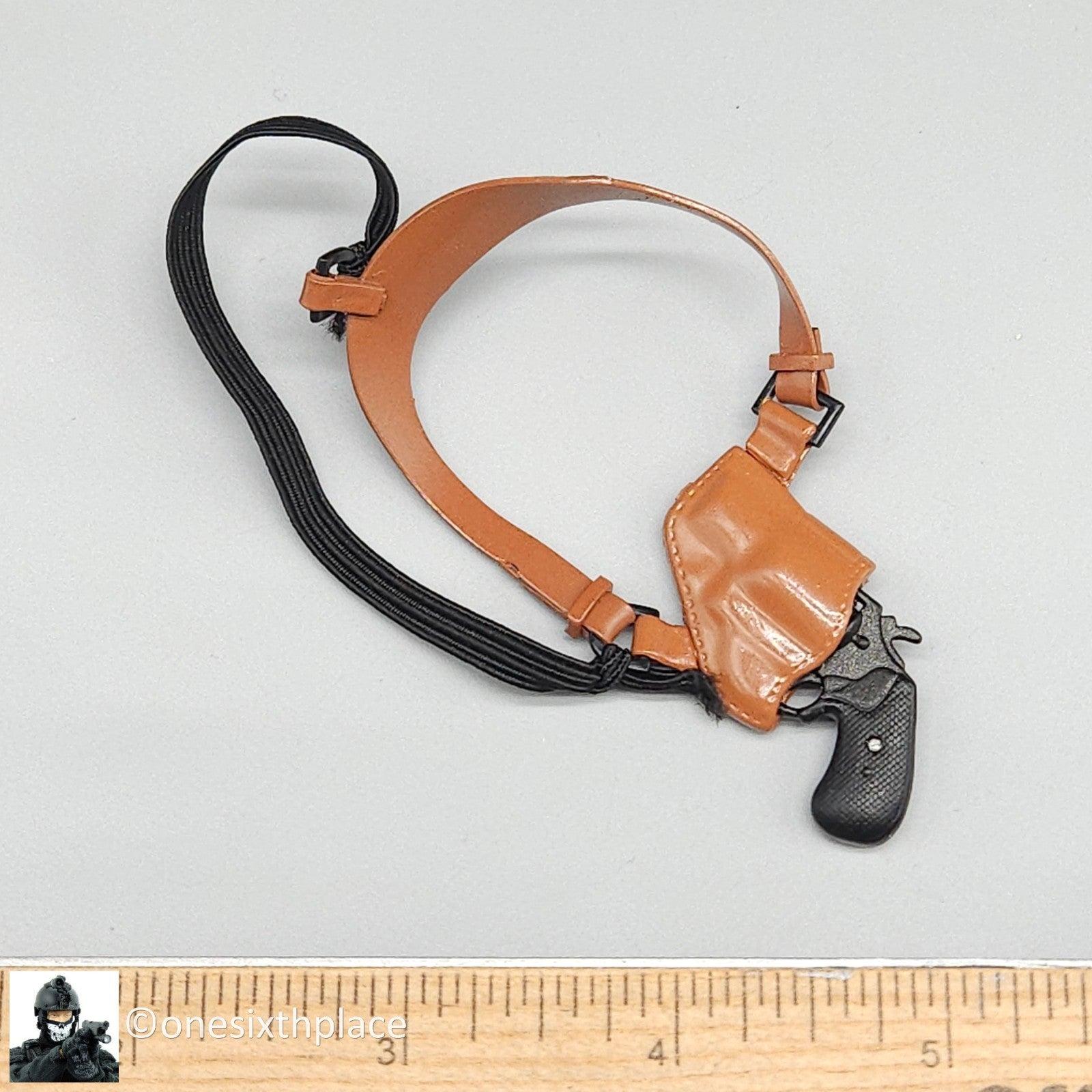 1:6 scale BBI Metal .38 Snub Revolver Pistol w/ Shoulder Holster for 12" Figures